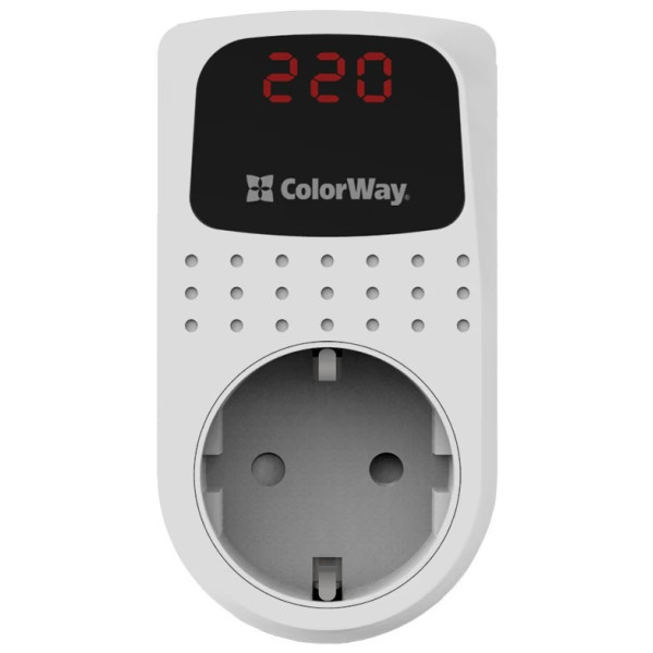 Реле напруги ColorWay (16A/3680W) 150V-210V/230V-280V DS2 Black/White (CW-VR16-02D) Харків - зображення 1