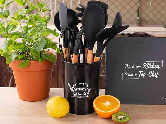 Набор силиконовых кухонных принадлежностей Kamille 12 предметов черный Одеса