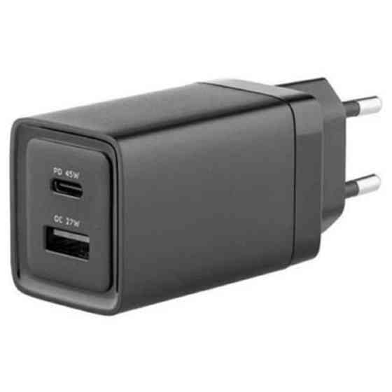 Мережевий зарядний пристрій Glasscove 45W GaN USB+Type C Black (TC-090CA) Харків