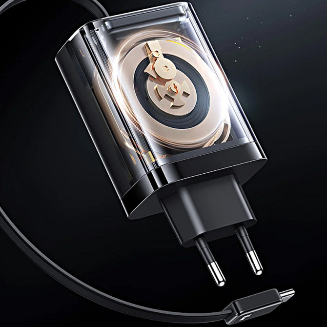 СЗУ Usams US-CC299 GaN With Retractable Type-C Cable Xiang Ser. 65W (1USB-A/1C) Херсон - изображение 4