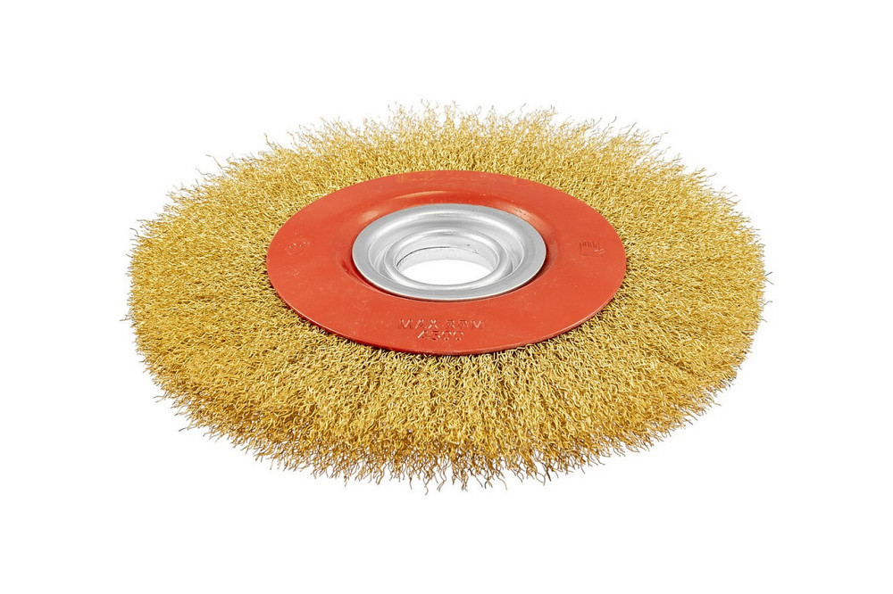 Щетка дисковая MASTERTOOL из латунированной рифленой проволоки Ø 200х32 мм 19-9220 Харьков - изображение 1
