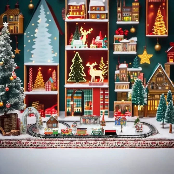 Дитяча іграшкова залізниця з локомотивом та вагонами Різдвяний поїзд Christmas Одеса - зображення 6