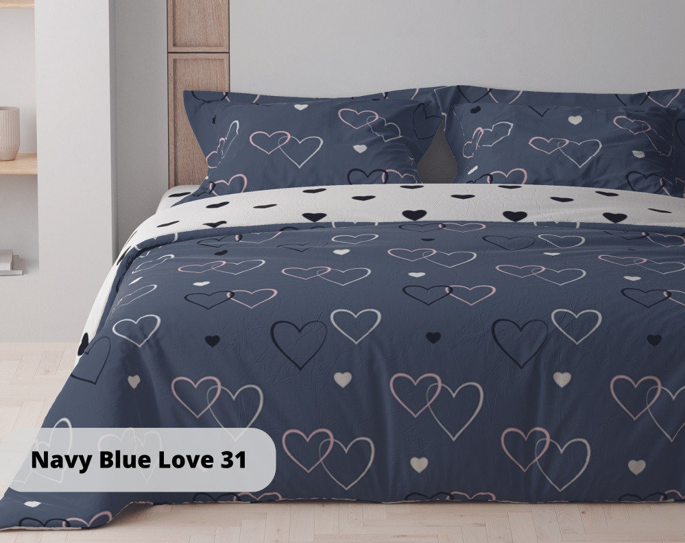 Постільна білизна двоспальне ТЕП Happy Sleep Navy Blue Love 31 ТЕП 2-03795-24829 180х215 см Київ - зображення 1