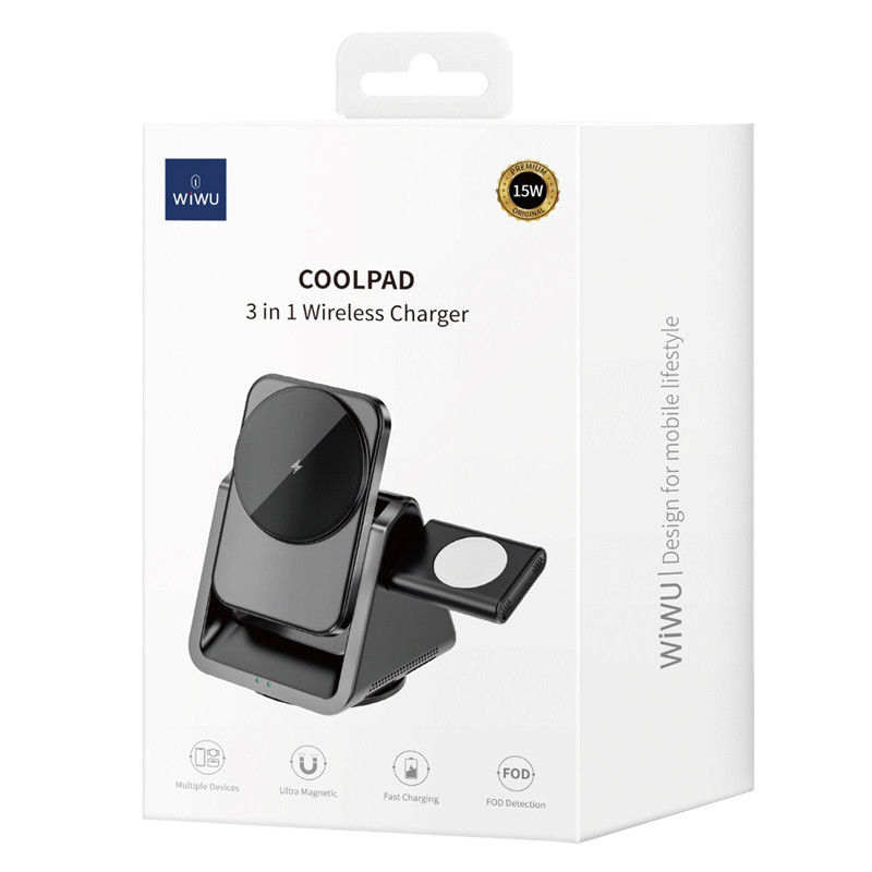 БЗУ WIWU Wi-W018 3 in 1 wireless charger Херсон - изображение 2