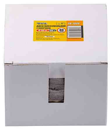 Круг шлифовальный на липучке MASTERTOOL 125 мм зерно 80 SHOWBOX 100 шт 08-3008 Харків