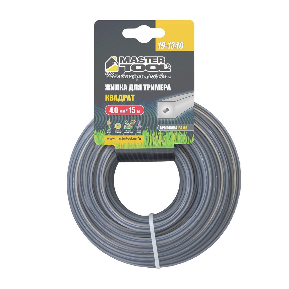 Леска для триммера MASTERTOOL КВАДРАТ АРМИРОВАННЫЙ 4,00 мм 15 м 19-1340 Харків - зображення 2