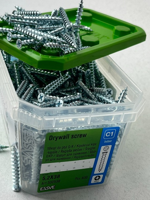 Гвинт для зшивання гіпсокартону ESSVE 5,2×38мм, PH2, оцинкований 400шт. Арт. 532538 Винница - изображение 7