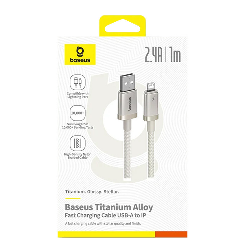 Дата кабель Baseus Titanium Alloy Fast Charging USB to Lightning 2.4A (1m) (P10378102) Херсон - зображення 6