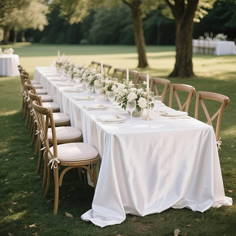 Скатерть  атласная праздничная Leeseph 145х260см белая Одесса - изображение 7