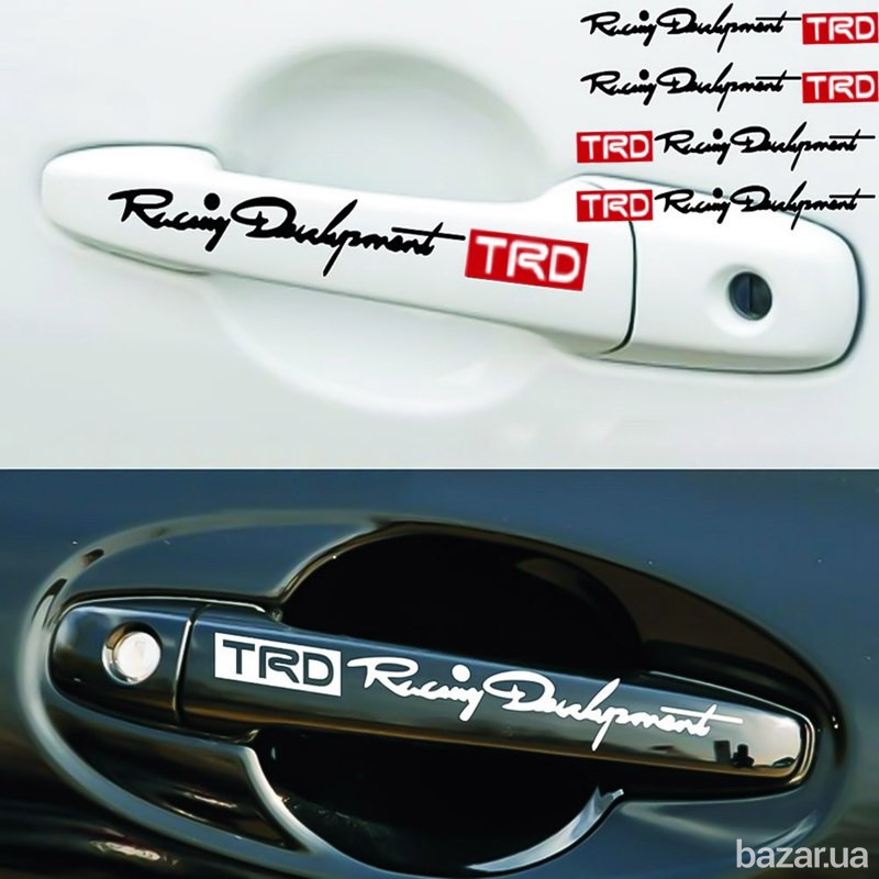 Наклейки на ручки машины TRD номер 7 Белая светоотражающая Бориспіль - зображення 4