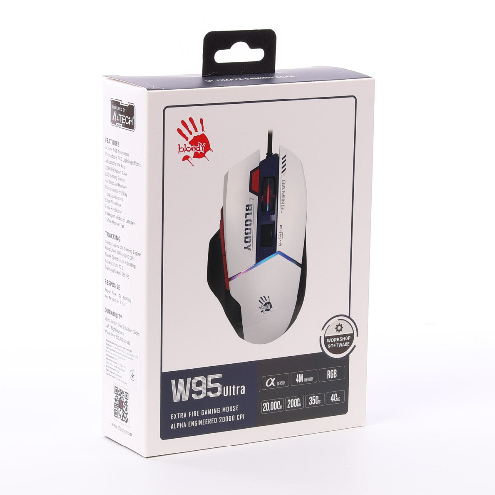 Мышь компьютерная проводная Bloody W95 Ultra Sports Navy (4711421002325) белая Киев - изображение 9