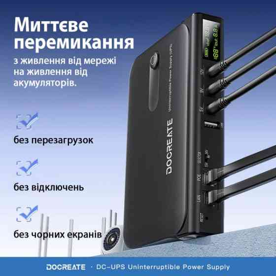DM Портативне джерело живлення для роутера Docreate 36W DC1036L UPS (No battery) Black EU Харків