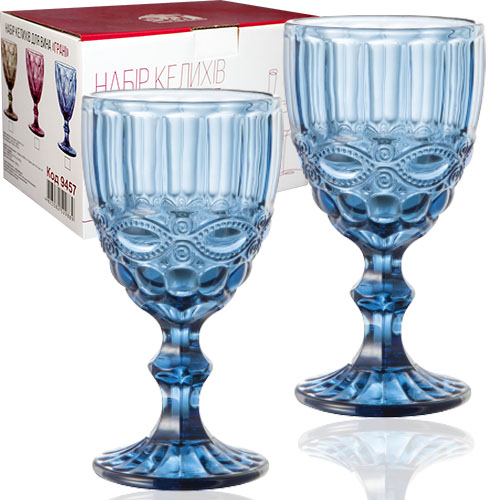 Набор бокалов для вина Elodia Винтаж 320 мл 6 шт синий Одеса - зображення 1