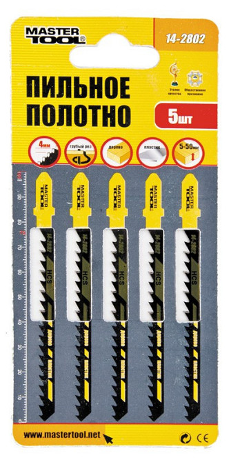 Полотно пильное для лобзика MASTERTOOL T244D 5 шт дерево/пластик быстрый фигурный рез 6TPI/100 мм 14 Харків - зображення 2