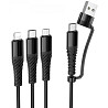 Кабель Hoco X123 3-in-1 Type-C to Type-C+MicroUSB+Lightnong 2A 1m Black Харьков
