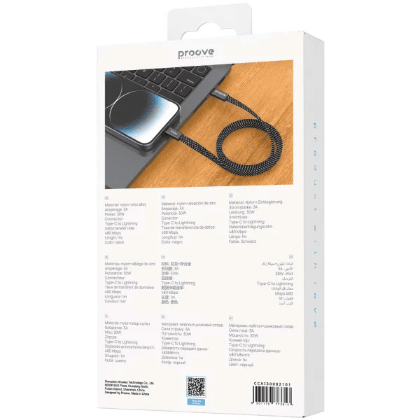 Кабель Proove AirLine Type-C to Lightning 30W 1m Black (CCAI30002101) Харків - зображення 5