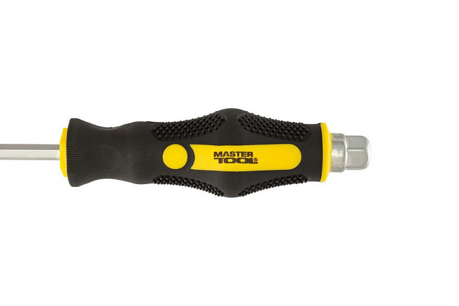 Отвёртка ударная шлицевая магнитная MASTERTOOL EXTERNAL HEX SL6х100 мм ручка с TPR покрытием 49-6610 Харків - зображення 4