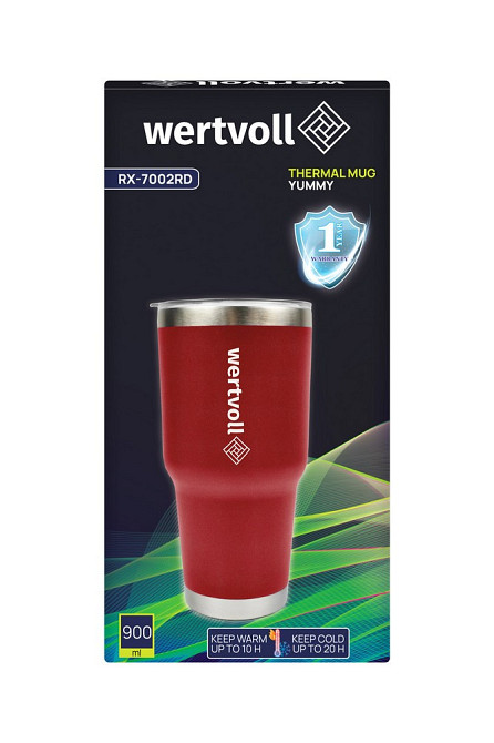 Термокружка WERTVOLL "YUMMY" 900 мл SS красная RX-7002RD Харьков - изображение 6