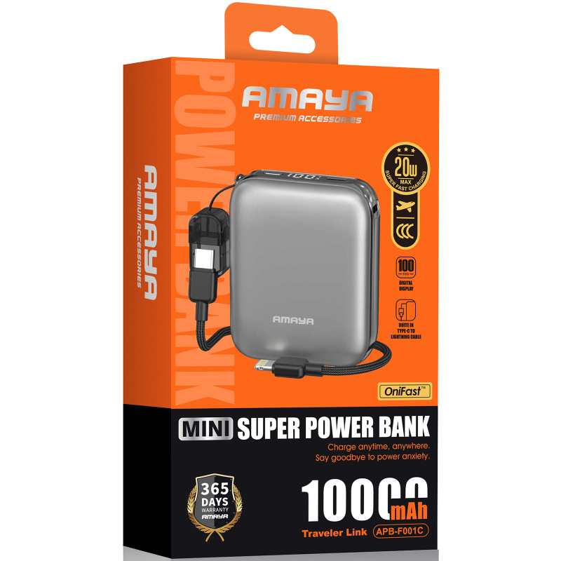 Портативное ЗУ Power Bank Amaya F001C PD20W with cable 10000 mAh Херсон - изображение 2