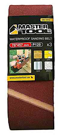 Лента шлифовальная MASTERTOOL зерно 120 76×457 мм 3 шт 08-3312 Харків
