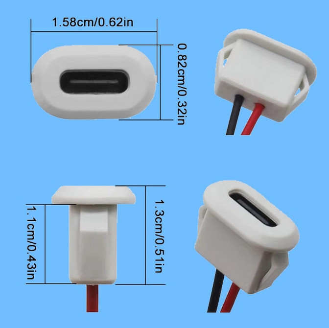 Разъём Type-C с фиксаторами (защёлками) белый, черный Киев - изображение 1