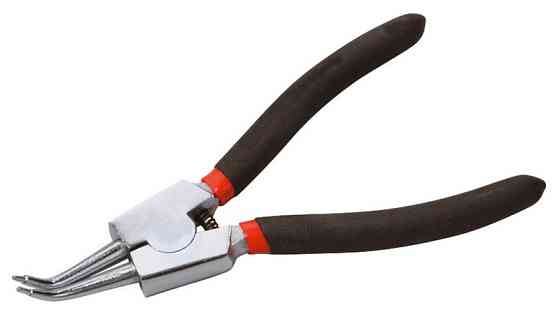 Щипцы изогнутые для наружных стопорных колец MASTERTOOL 175 мм C45/HRC 38~48 75-1307 Харків