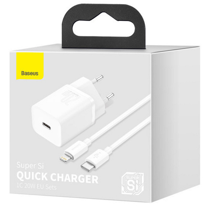 СЗУ Baseus Super Si Quick Charger 20W (1USB-C) + кабель Type-C to Lightning (TZCCSUP-B) Херсон - изображение 9