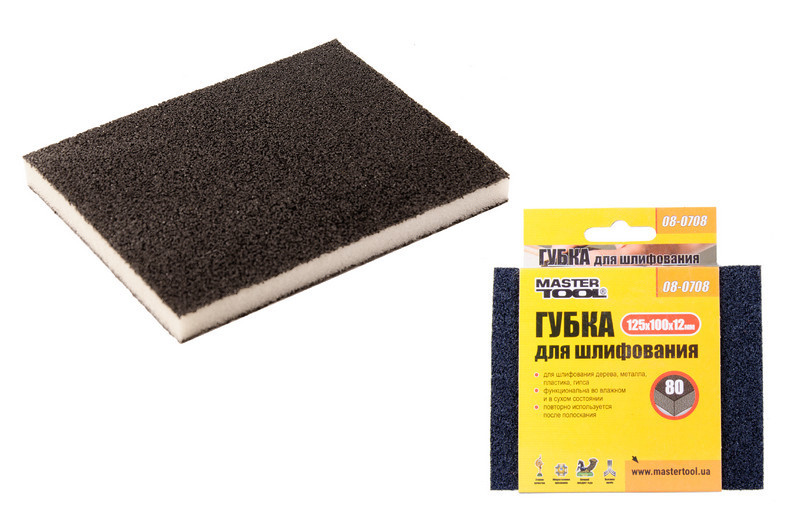 Губка для шлифования MASTERTOOL СОФТ Р80 125х100х12 мм 08-0708 Харків - зображення 1