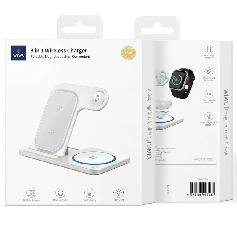 БЗУ WIWU Wi-W020 3 in 1 wireless charger Херсон - изображение 6