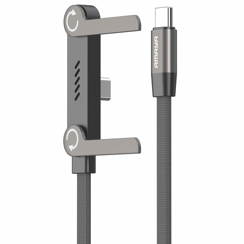 Дата кабель Amaya 327CC side plug and stand Type-C to Type-C 240W (1.5m) Херсон - зображення 1