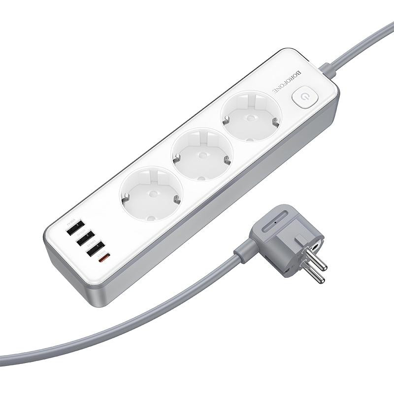Удлинитель Borofone BAC9 Power PD20W (3USB-A/1C/3xSocket) (2m) Херсон - зображення 4