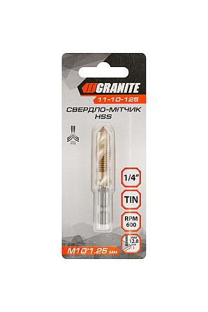 Сверло-метчик GRANITE HSS M10х1.25 мм DIN338 11-10-125 Харків - зображення 4