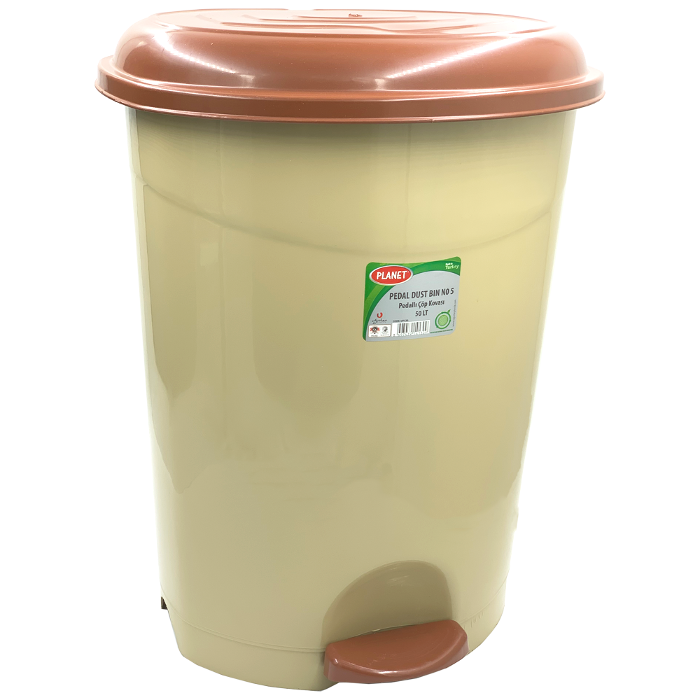 Ведро для мусора с педалью Planet №5 50 л бежевое Київ - зображення 1