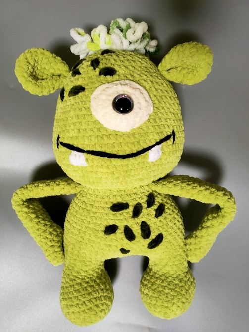 Монстрик зелений добрий та веселий іграшка м'яка в'язана ручна робота Нововолынск - изображение 2