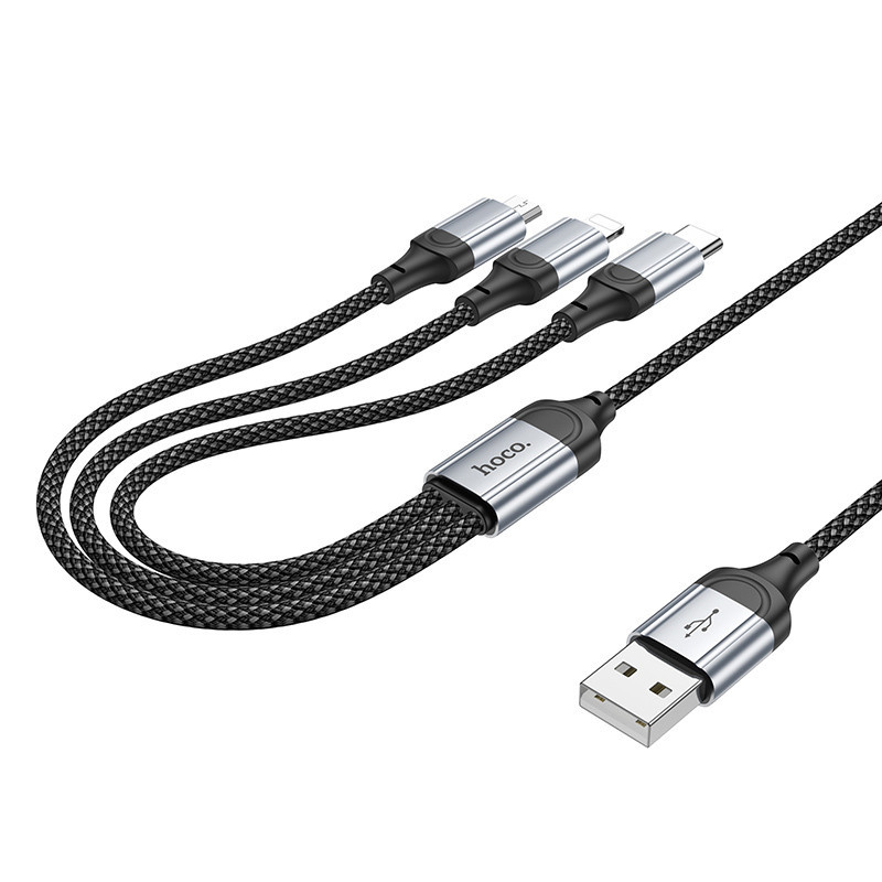 Дата кабель Hoco X102 Fresh 3in1 USB to Lightning /MicroUSB/Type-C 2.4A (1m) Херсон - зображення 7
