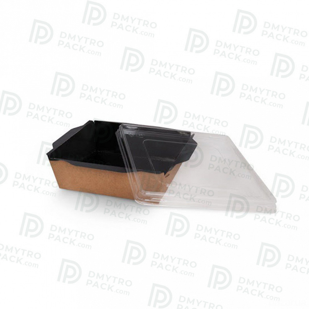 Контейнер 900 мл 150х150х50 мм крафт для еды + прозрачная крышка Херсон - изображение 5