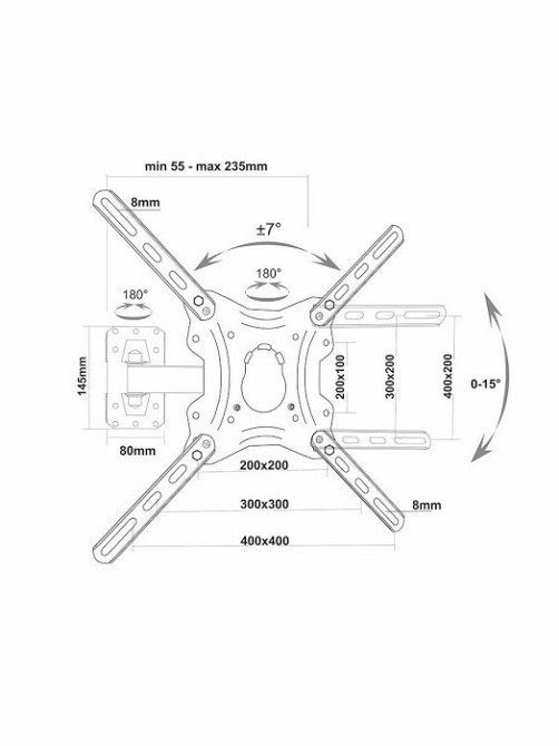 Кронштейн с наклоном, поворотом и выносом Electriclight КБ-01-85-White белый Киев - изображение 3
