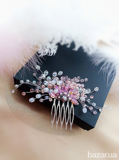 Весняний подих гребінь заколка рожевий беж нюдовий святкова прикраса в зачіску на голову весільна Луцк - изображение 4