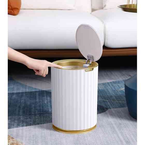 Сенсорное ведро для мусора JAH 9 л круглое Nordic белое-золотое Киев