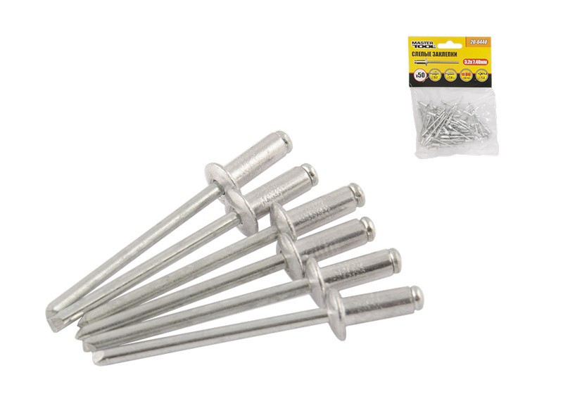 Заклепки алюминиевые вытяжные MASTERTOOL 3.2х7.40 мм 50 шт 20-0440 Харків - зображення 1