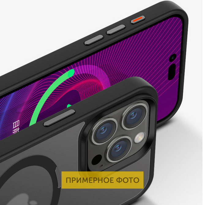 TPU+PC чехол Metal Buttons with MagSafe Colorful HQ Ring для Apple iPhone 16 (6.1") Херсон - изображение 7