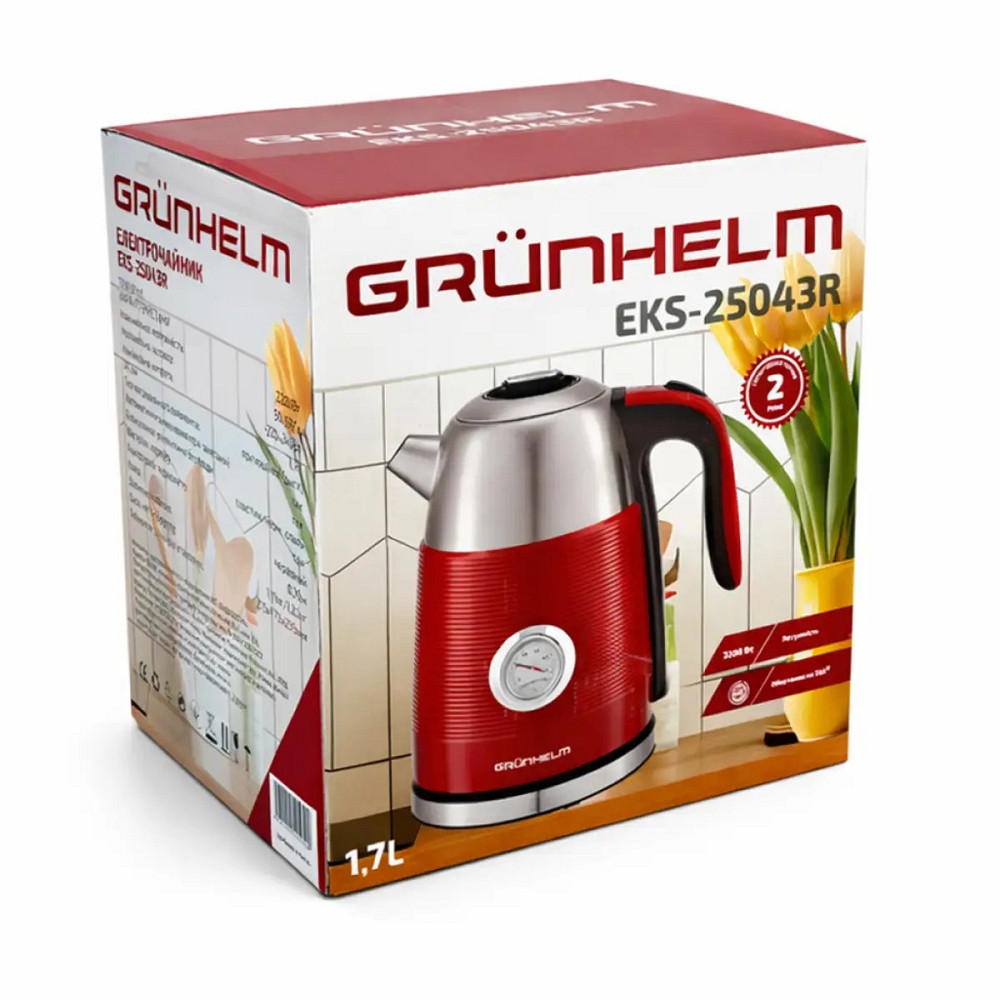 Электрочайник Grunhelm EKS-25043R 1.7 л красный Київ - зображення 3