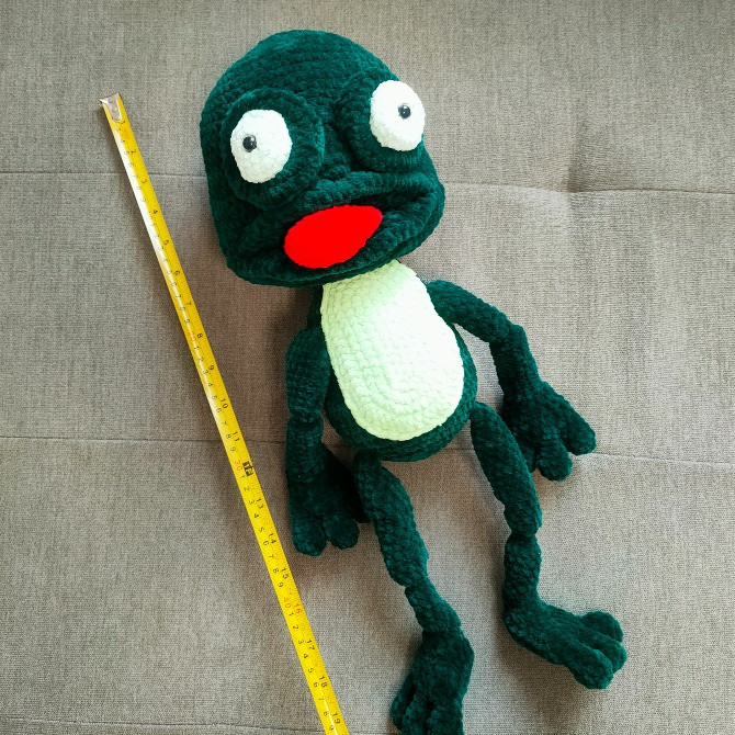 Жаба жабка з язичком зелена 50 см Іграшка вязана гачком hand made Нововолынск - изображение 4