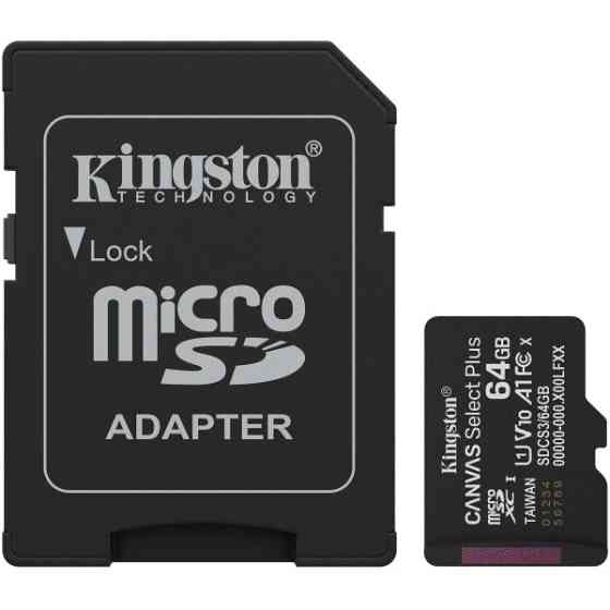 Карта пам'яті Kingston Canvas Select Plus microSDXC 64GB UHS-I R100MB/s + адаптер (SDCS3/64GB) Харків