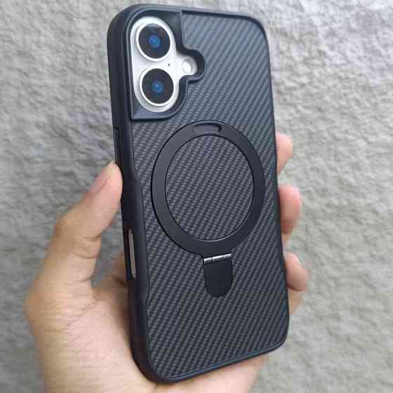 TPU+PC чехол Metal Buttons with MagSafe Carbon Ring для Apple iPhone 16 (6.1") Херсон