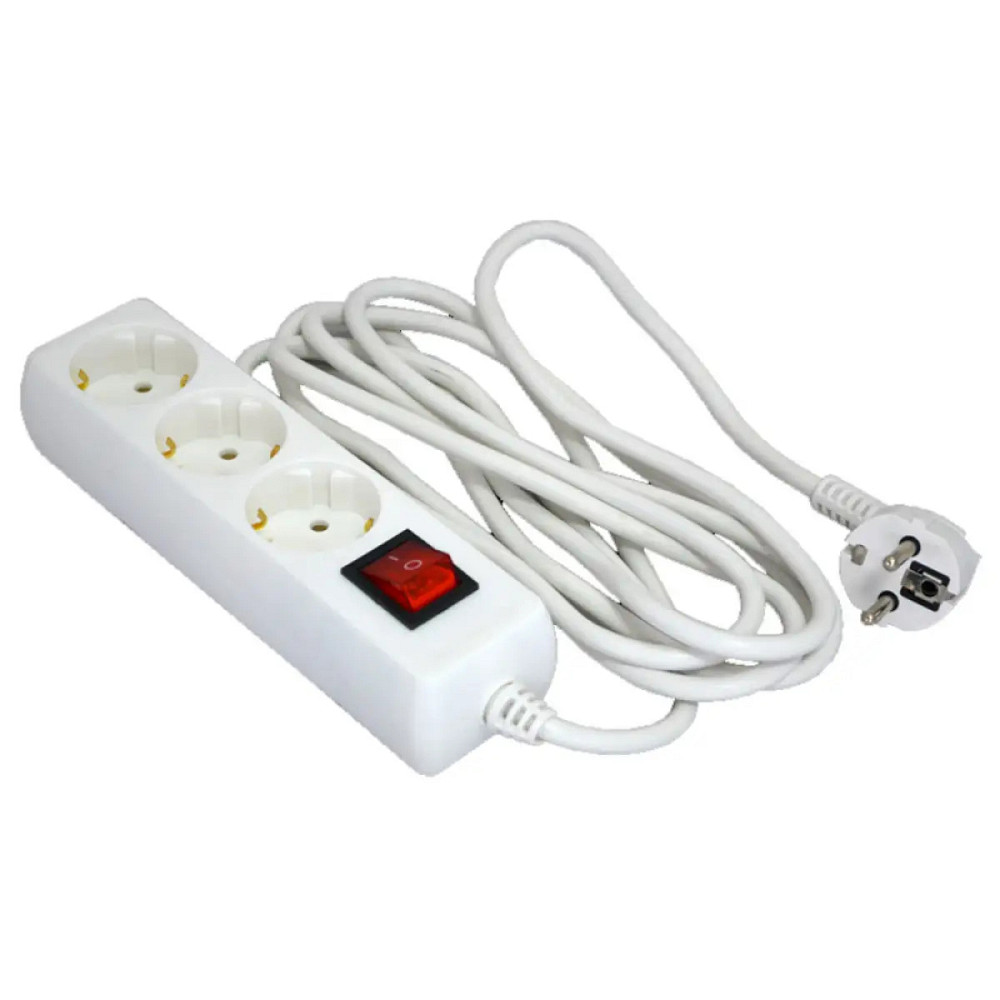 Удлинитель сетевой кассетный на 3 розетки Grunhelm GS3W3M 3 м белый Київ - зображення 1