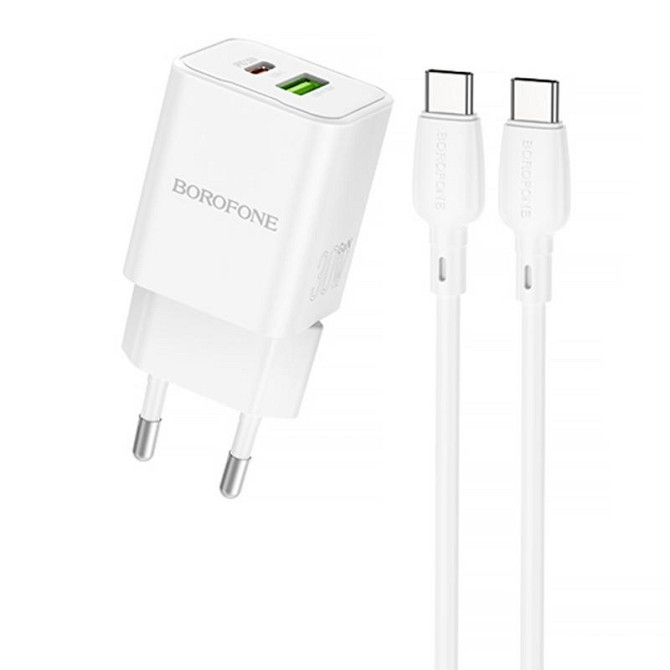 СЗУ Borofone BN14 Royal PD30W+QC3.0 (1USB-A/1C) + кабель Type-C to Type-C Херсон - изображение 1
