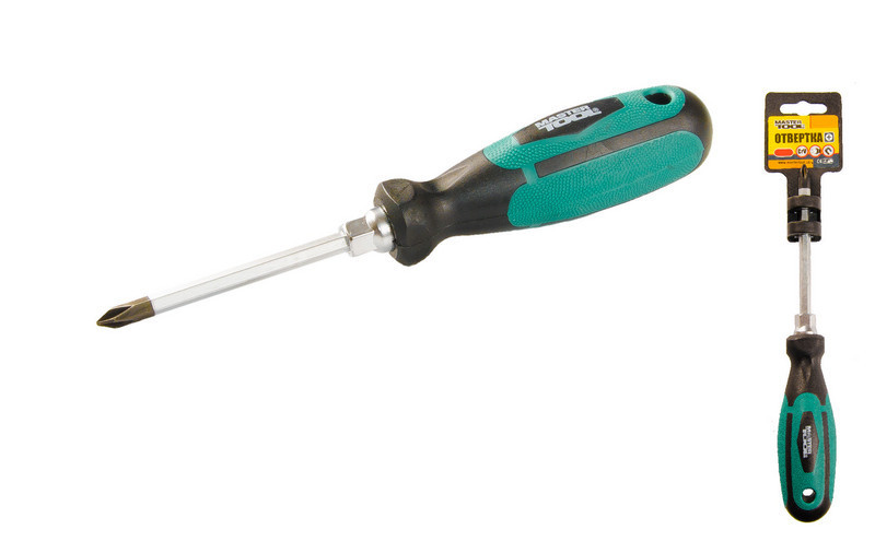 Отвёртка крестовая магнитная MASTERTOOL HEXAGON РН1х75 мм ручка с TPR покрытием 45-8175 Харьков - изображение 1