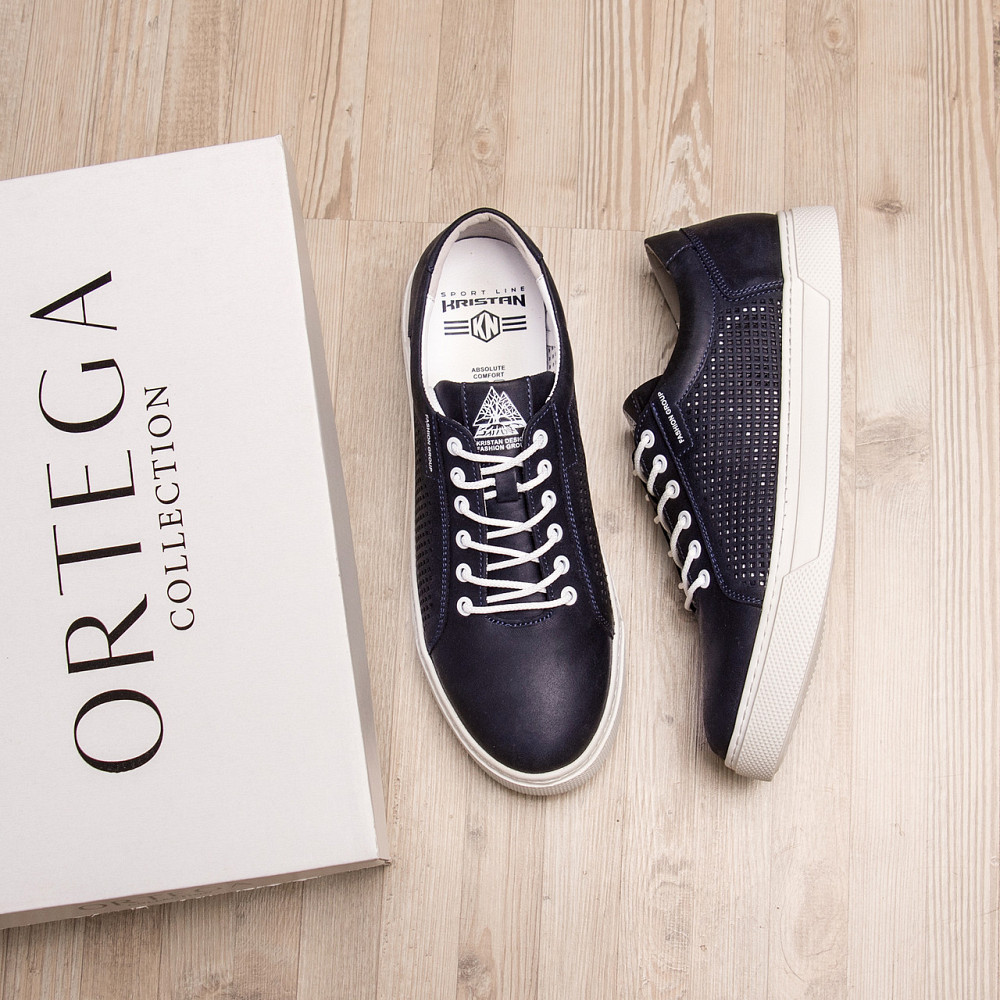 Мужские летние кожаные кеды Kristan перфорация Київ - зображення 5