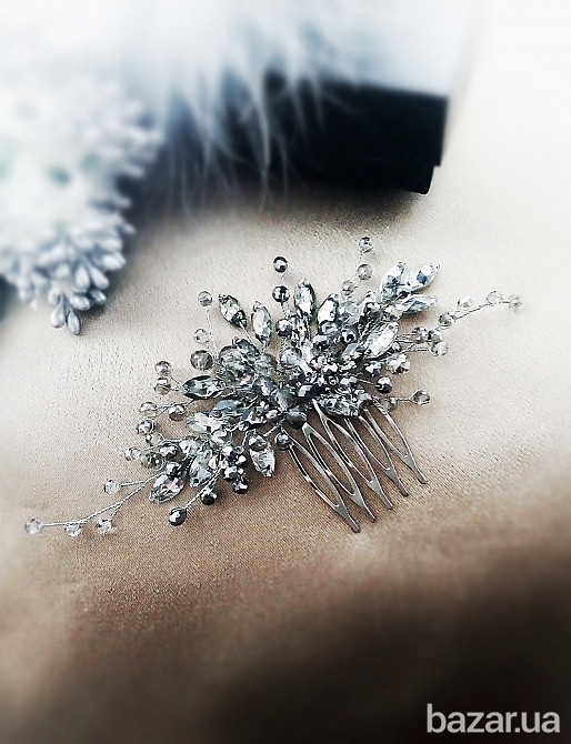 Серебристая туманность заколка гребень серый для волос прическу вечернее украшение Луцк - изображение 2